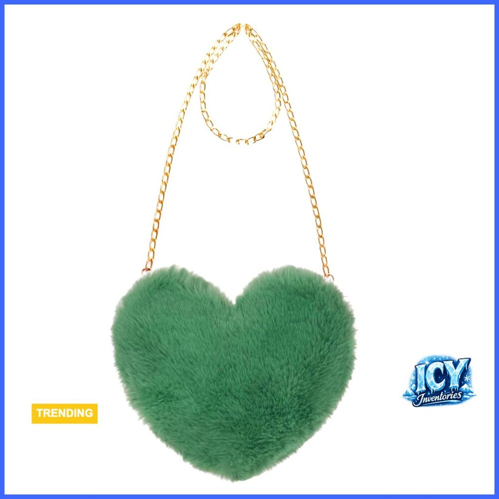 Heart Shaped Faux Fur Clutch Purse Fluffy Crossbody Shoulder Bag